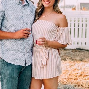 Vici Pink & White Stripe Romper